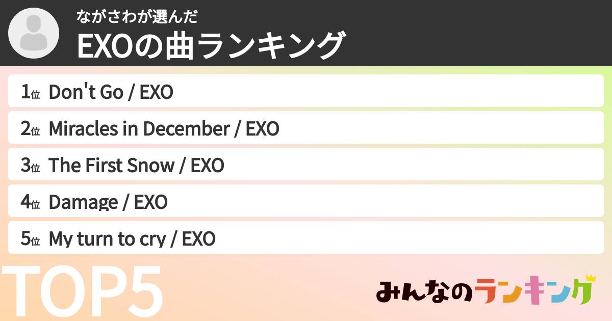 ながさわさんの「EXOの曲ランキング」