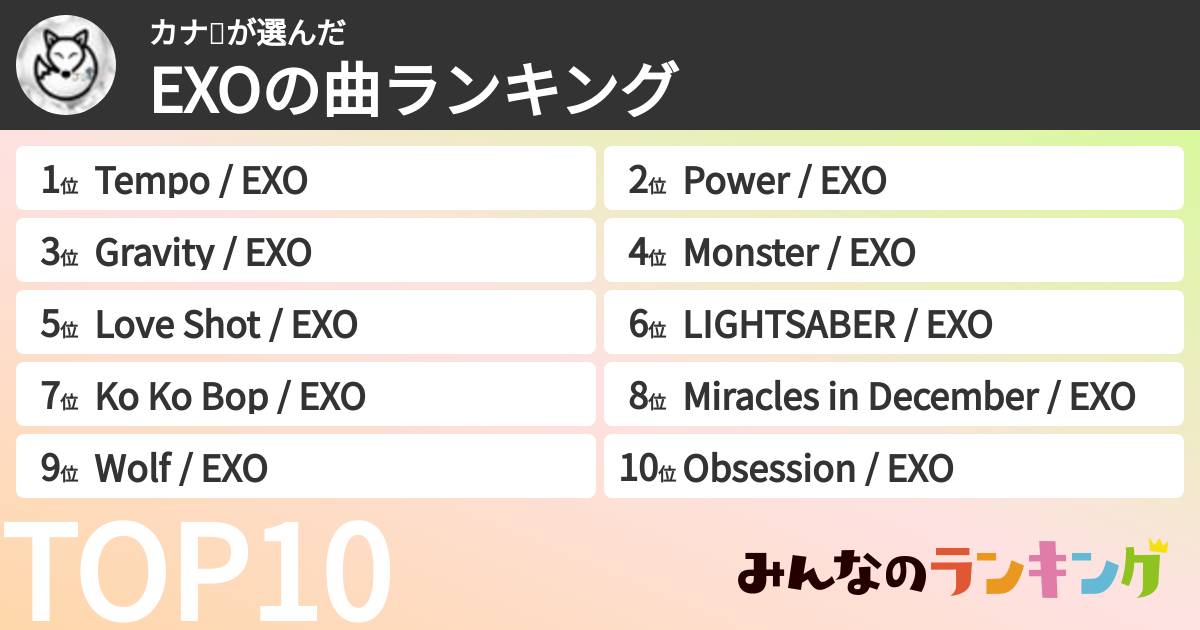 カナ💙さんの「EXOの曲ランキング」