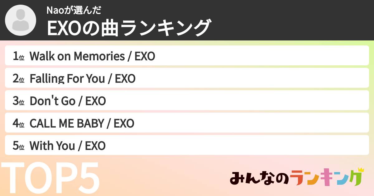 Naoさんの「EXOの曲ランキング」