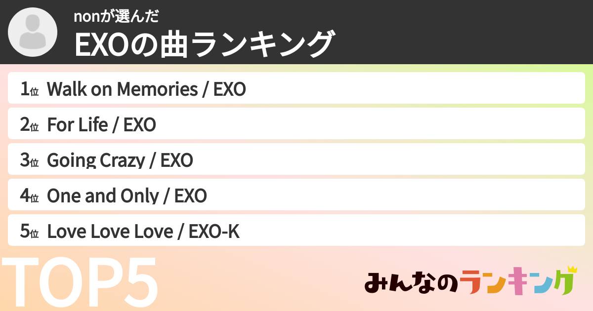 nonさんの「EXOの曲ランキング」