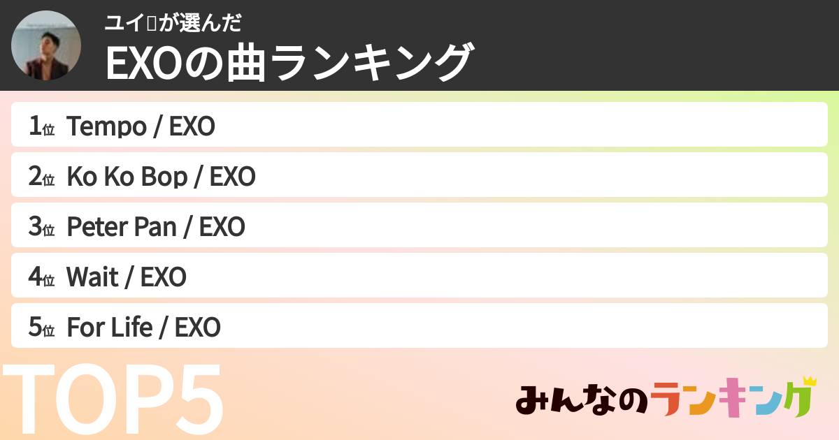 ユイ🌵さんの「EXOの曲ランキング」