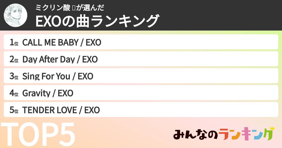 ミクリン酸 🍉さんの「EXOの曲ランキング」