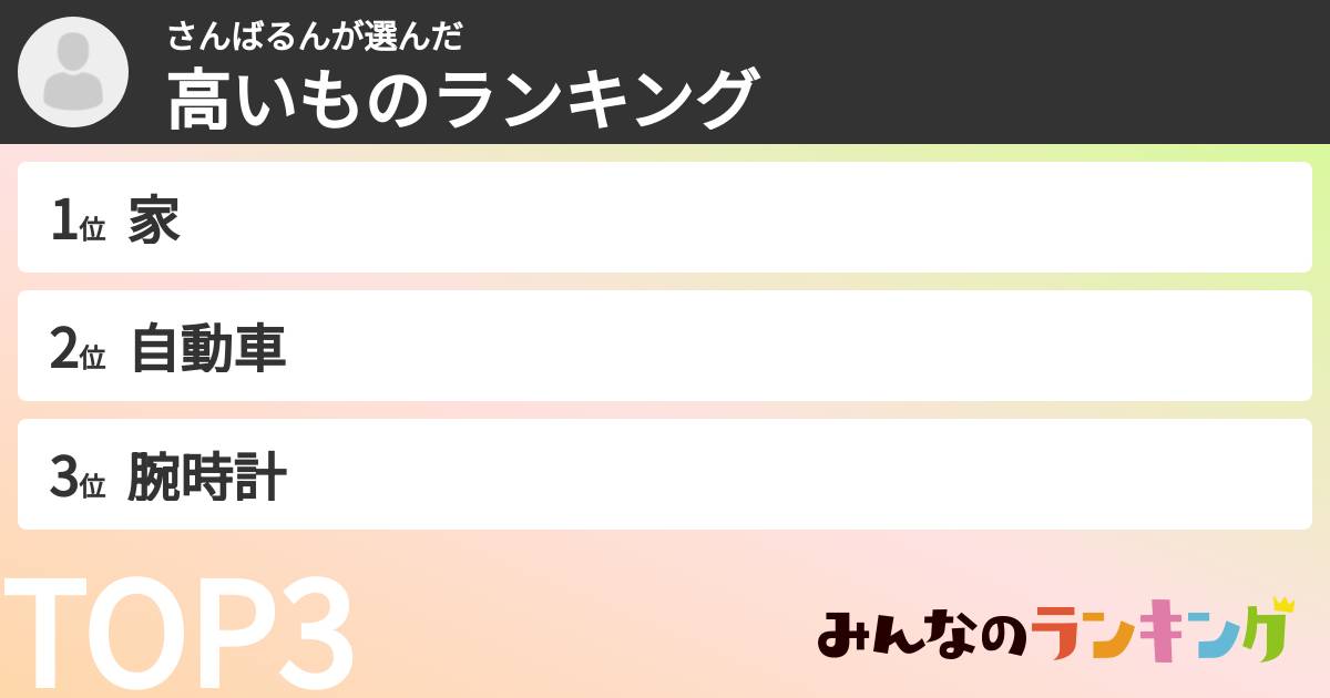 さんばるんさんの「高いものランキング」