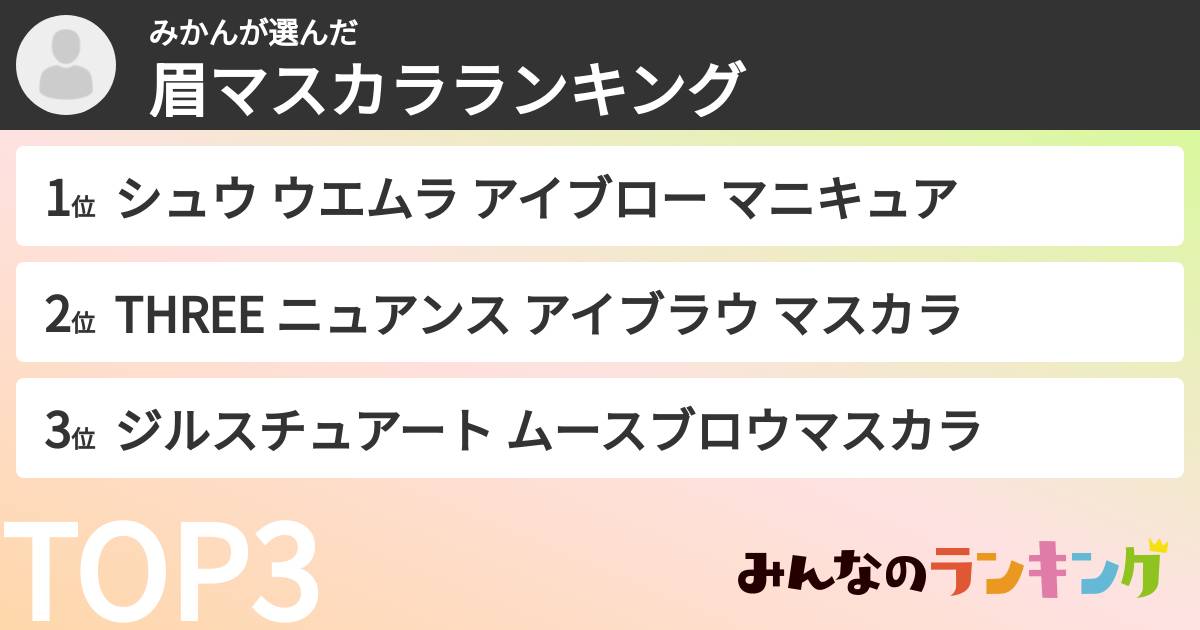 みかんさんの「眉マスカラランキング」