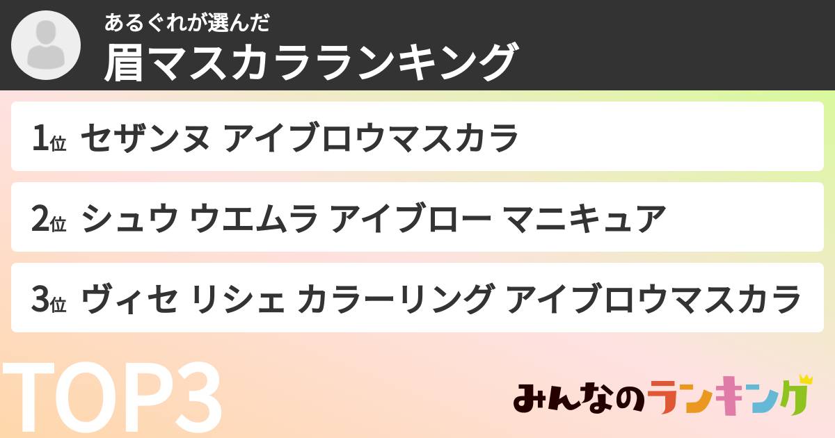 あるぐれさんの「眉マスカラランキング」
