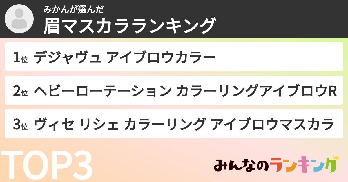 みかんさんの「眉マスカラランキング」