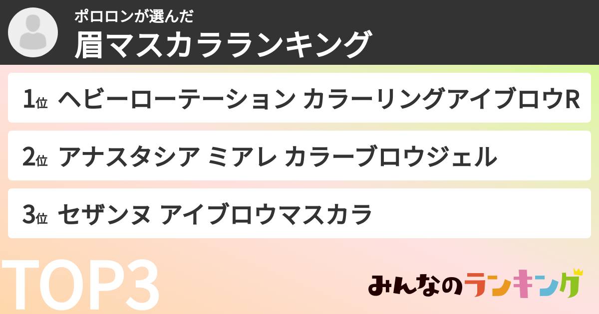 ポロロンさんの「眉マスカラランキング」