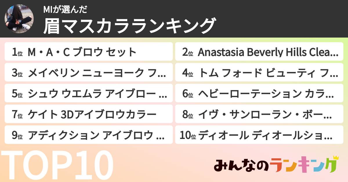 MIさんの「眉マスカラランキング」