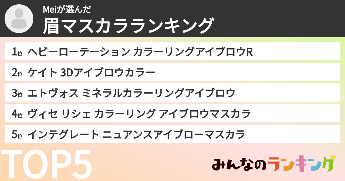 Meiさんの「眉マスカラランキング」