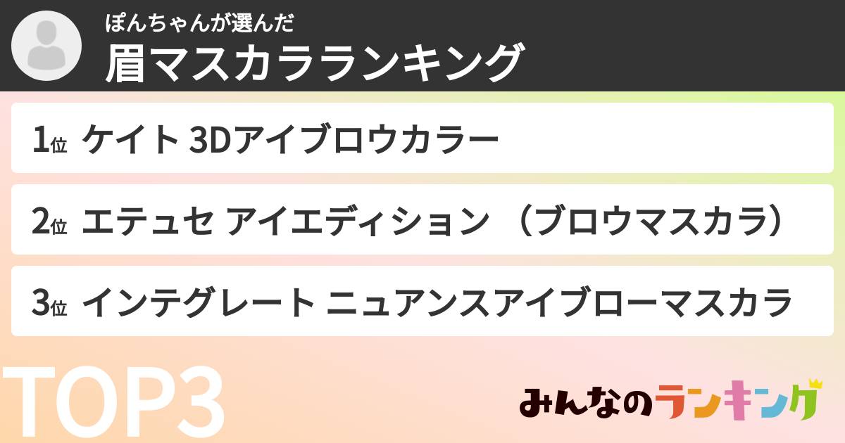 ぽんちゃんさんの「眉マスカラランキング」