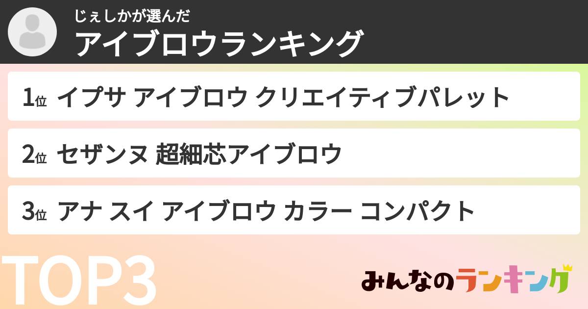 じぇしかさんの「アイブロウランキング」