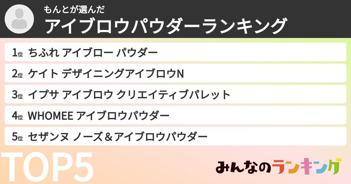 もんとさんの「アイブロウパウダーランキング」