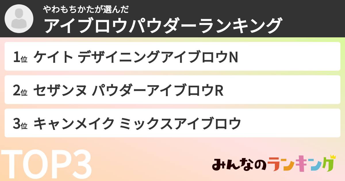 やわもちかたさんの「アイブロウパウダーランキング」