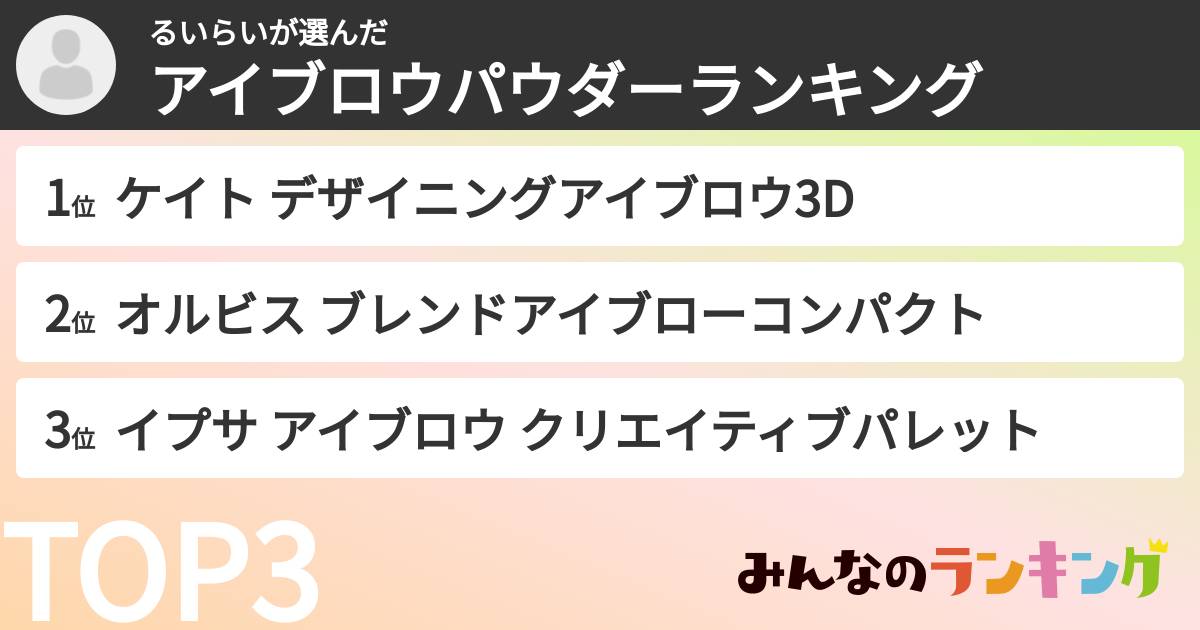 るいらいさんの「アイブロウパウダーランキング」