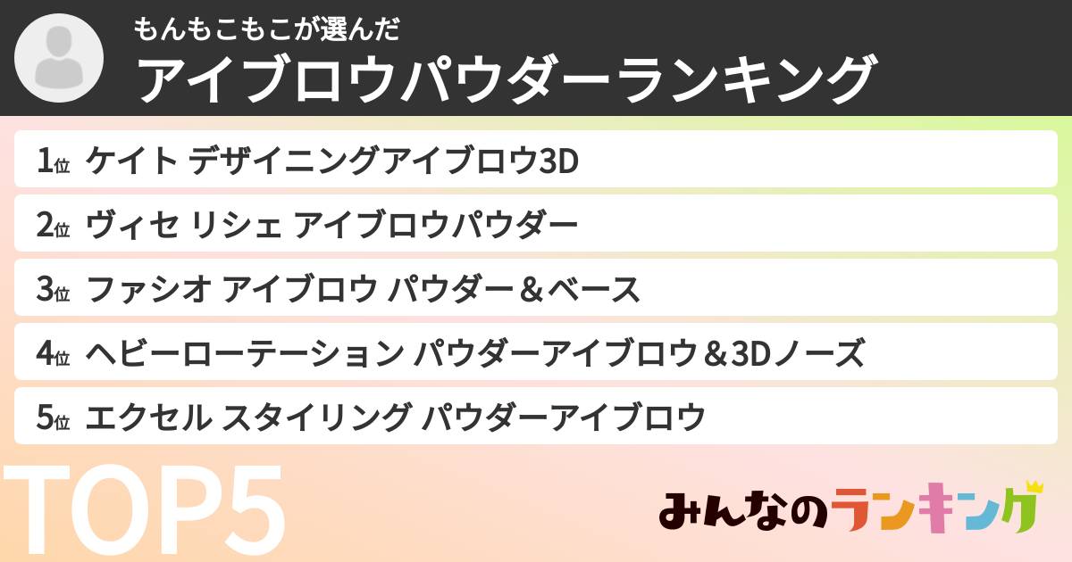 もんもこもこさんの「アイブロウパウダーランキング」