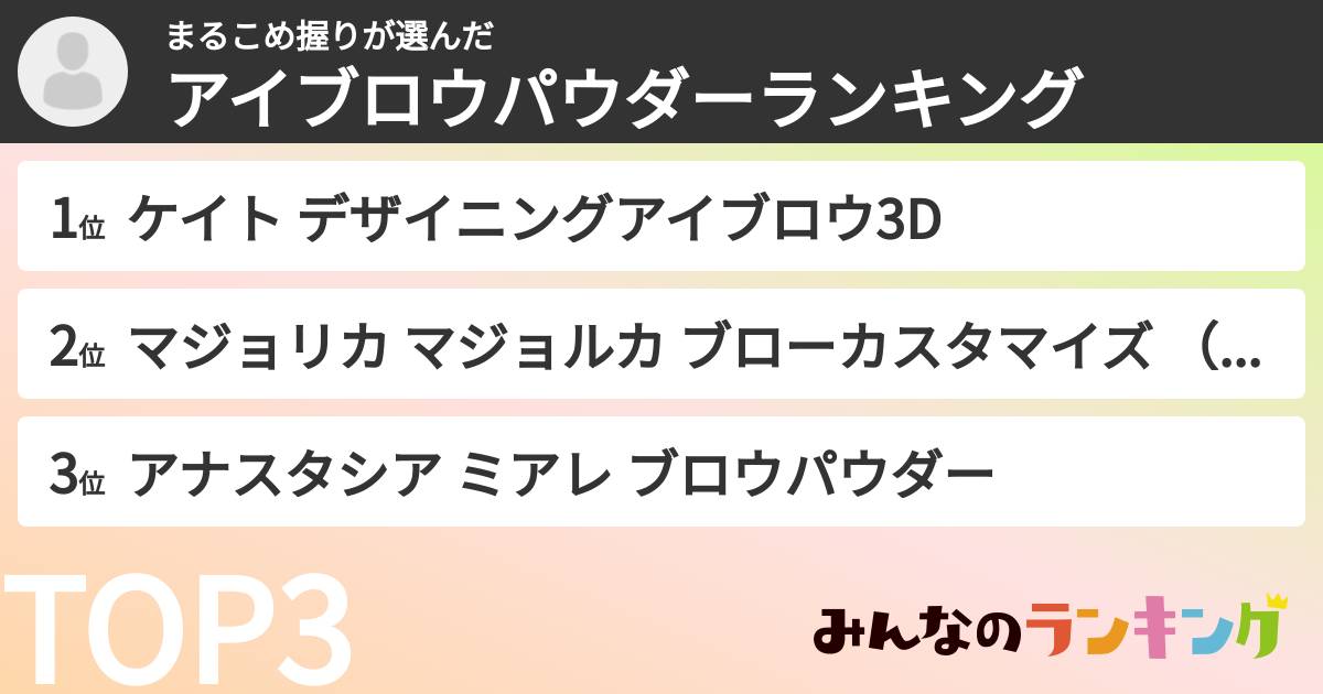 まるこめ握りさんの「アイブロウパウダーランキング」