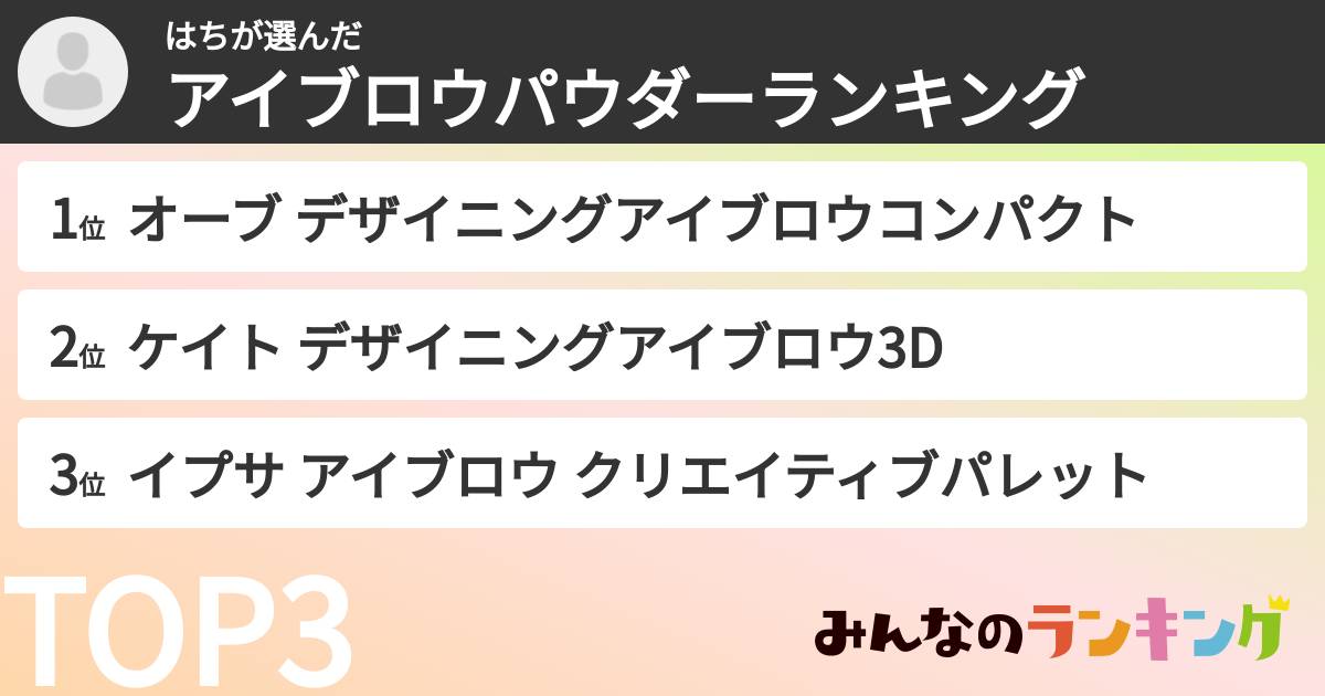 はちさんの「アイブロウパウダーランキング」