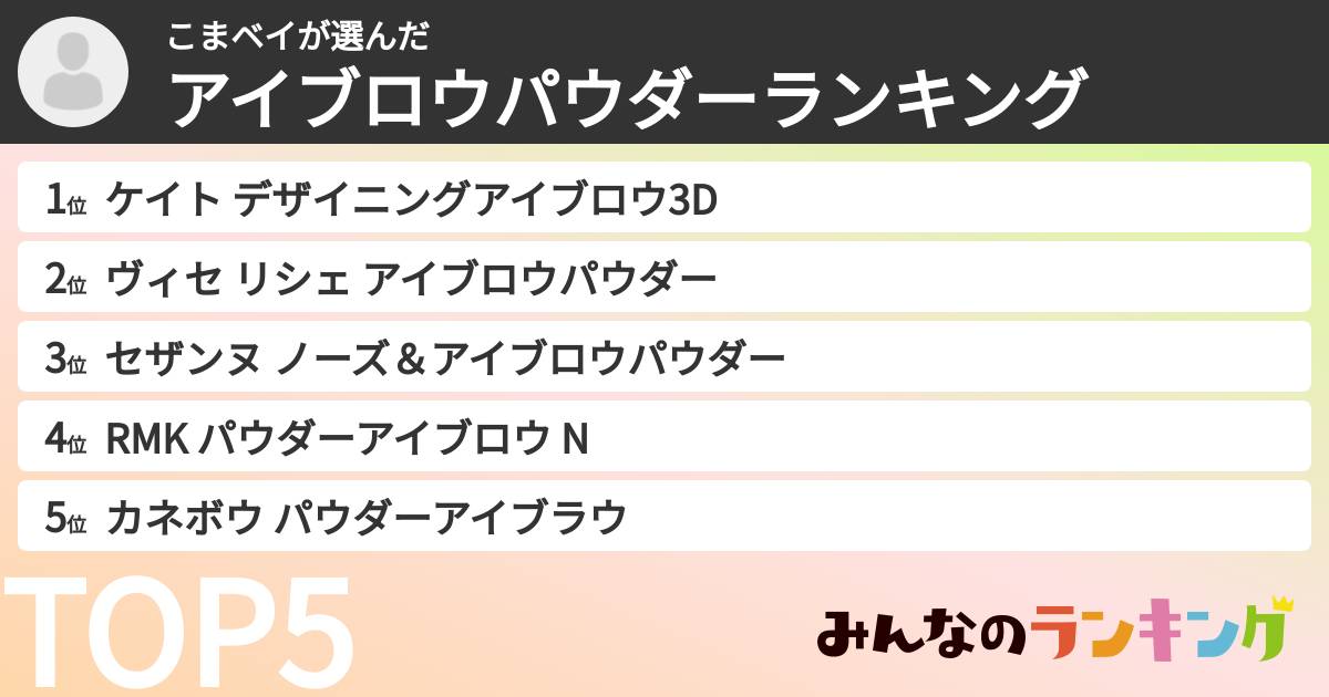 こまベイさんの「アイブロウパウダーランキング」