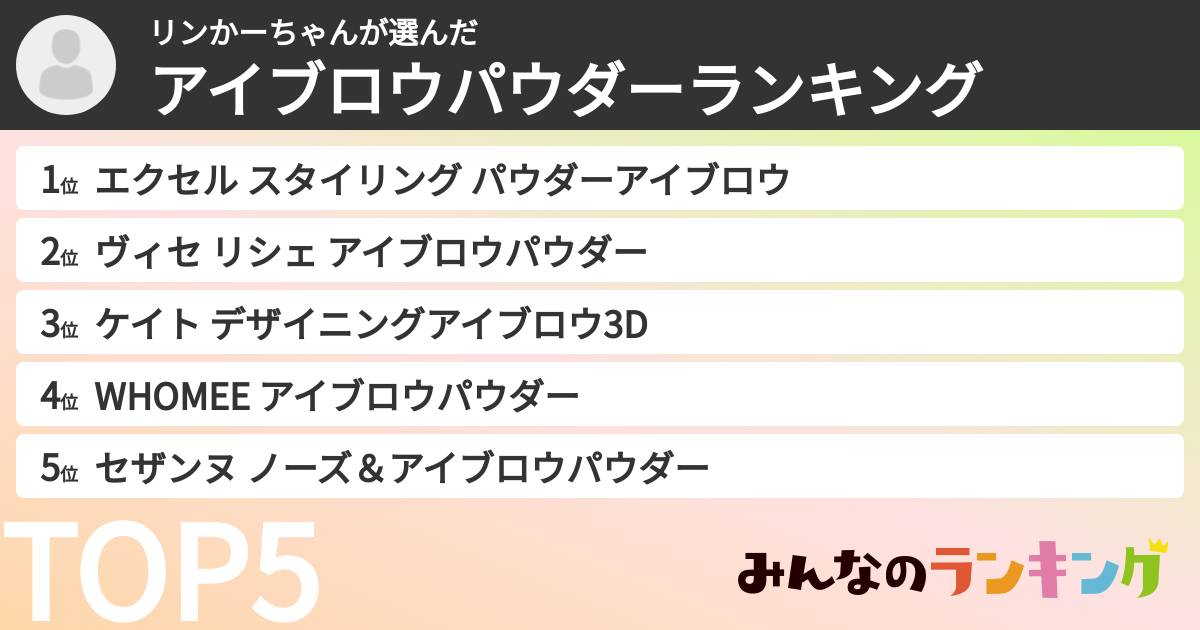 リンかーちゃんさんの「アイブロウパウダーランキング」