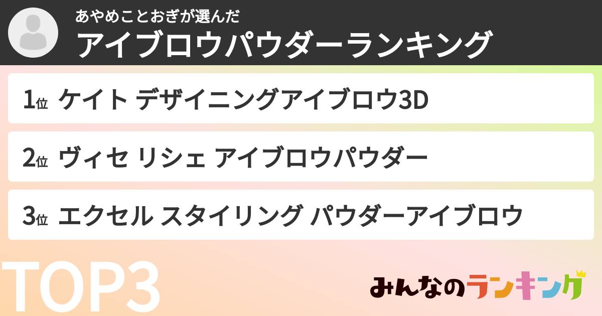 あやめことおぎさんの「アイブロウパウダーランキング」