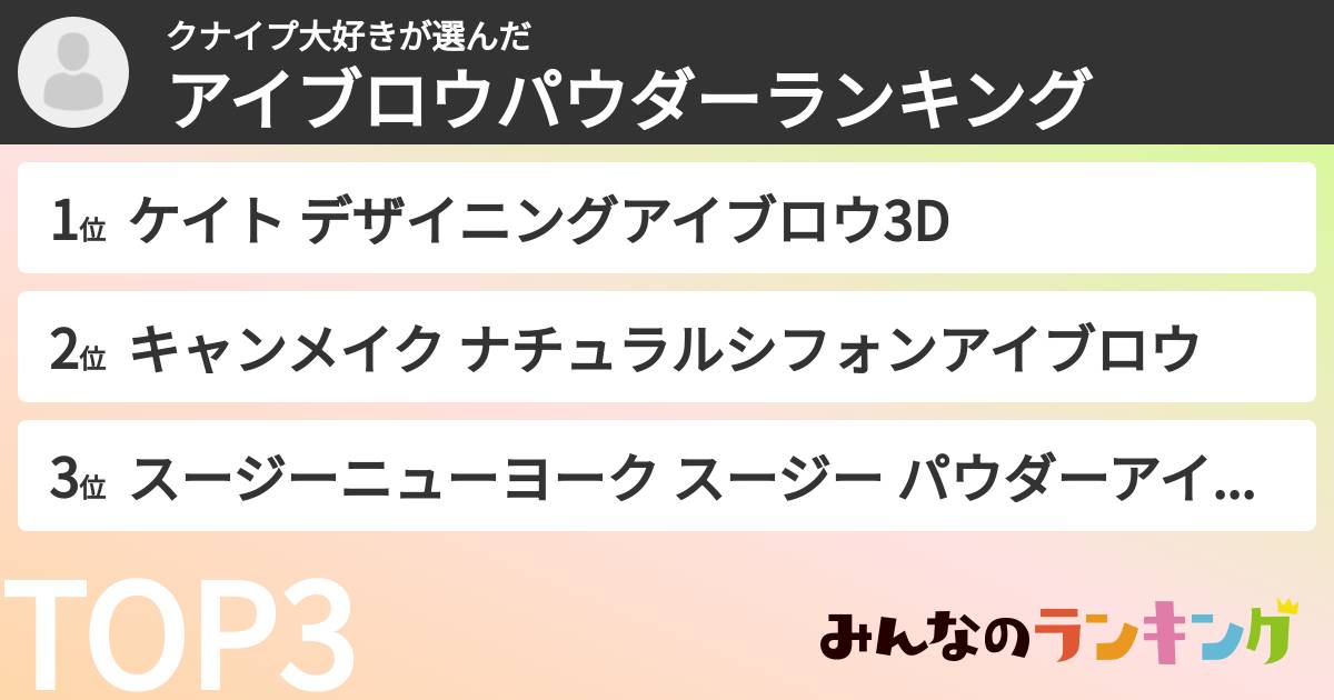 クナイプ大好きさんの「アイブロウパウダーランキング」