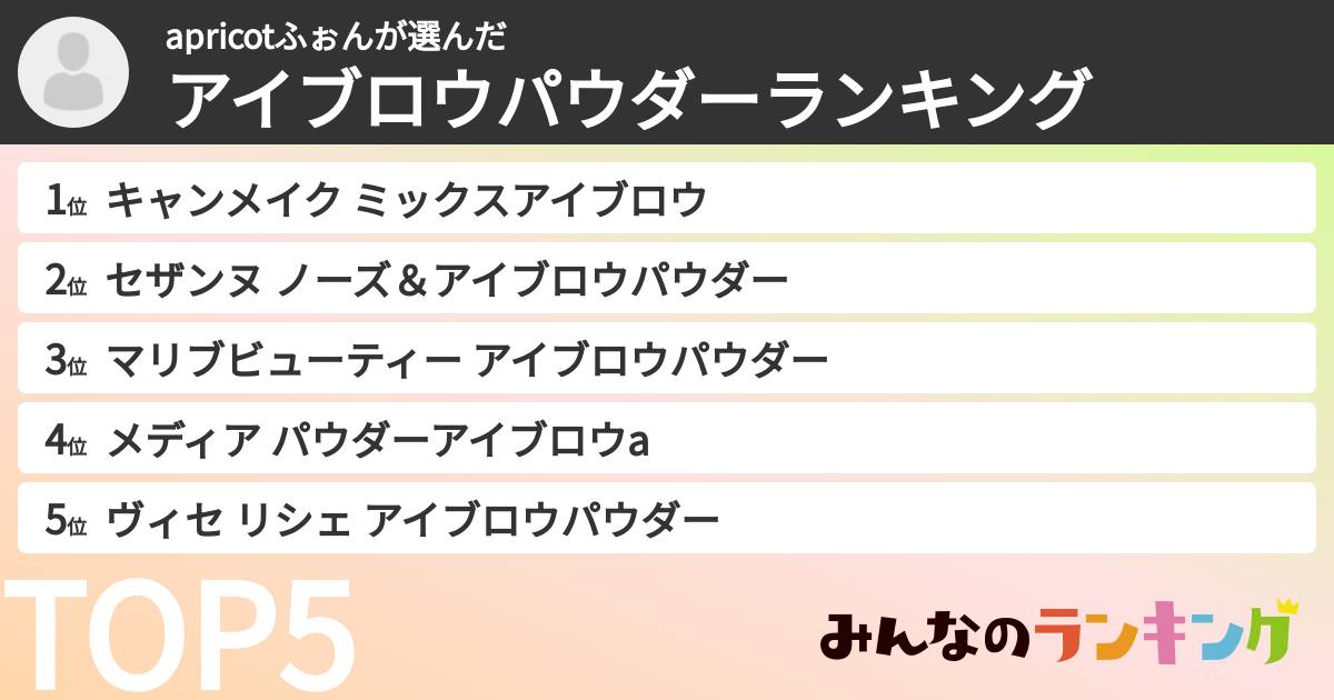 apricotふぉんさんの「アイブロウパウダーランキング」