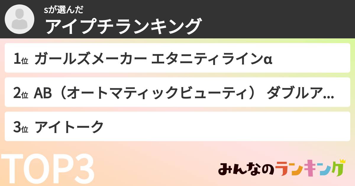 sさんの「アイプチランキング」