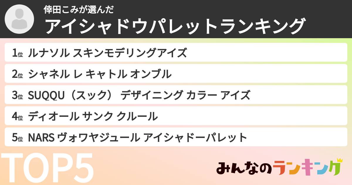 倖田こみさんの「アイシャドウパレットランキング」