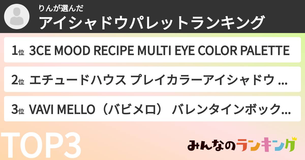 りんさんの「アイシャドウパレットランキング」