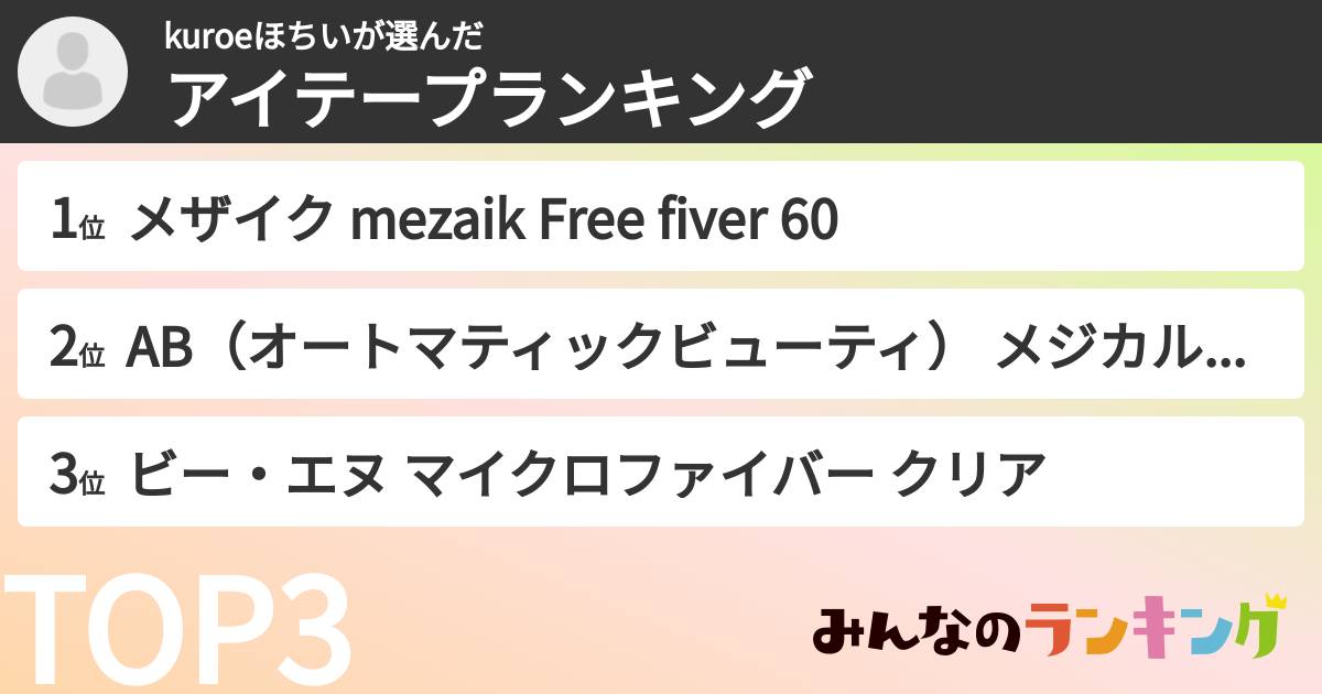 kuroeほちいさんの「アイテープランキング」
