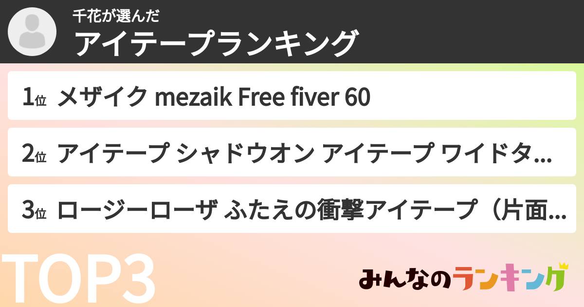 千花さんの「アイテープランキング」