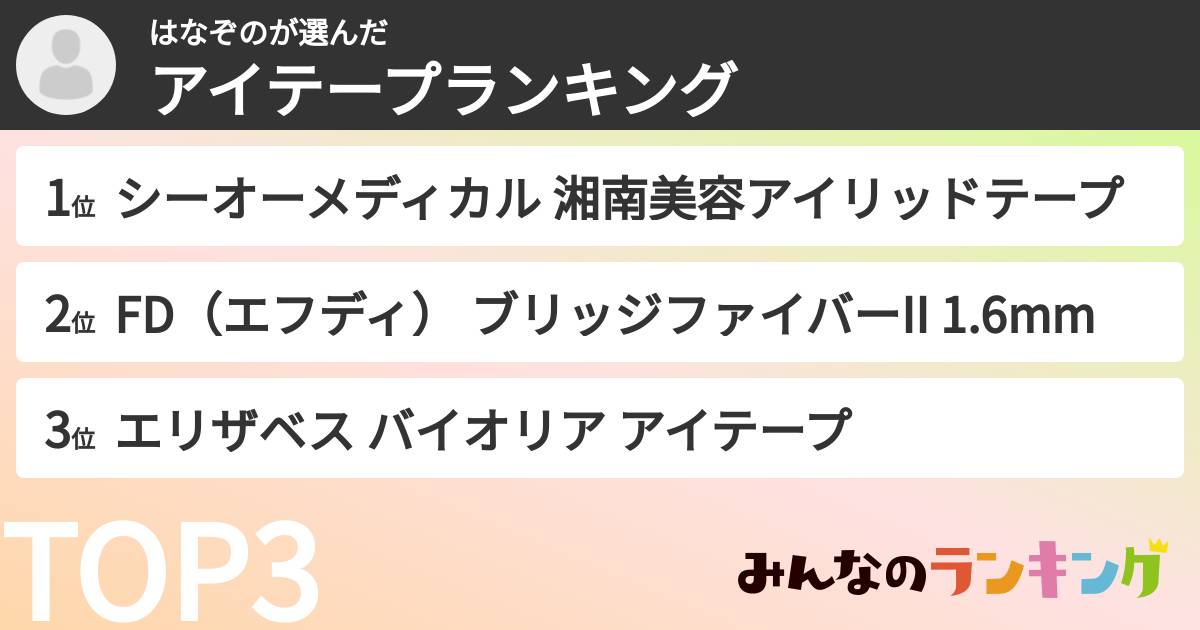 はなぞのさんの「アイテープランキング」
