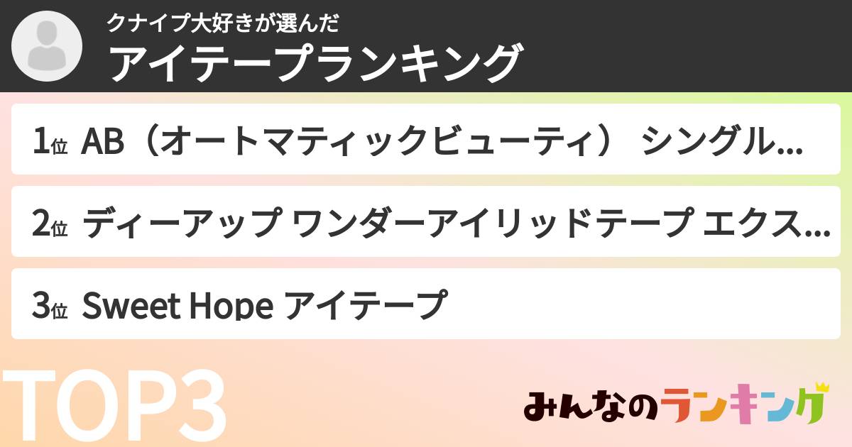 クナイプ大好きさんの「アイテープランキング」