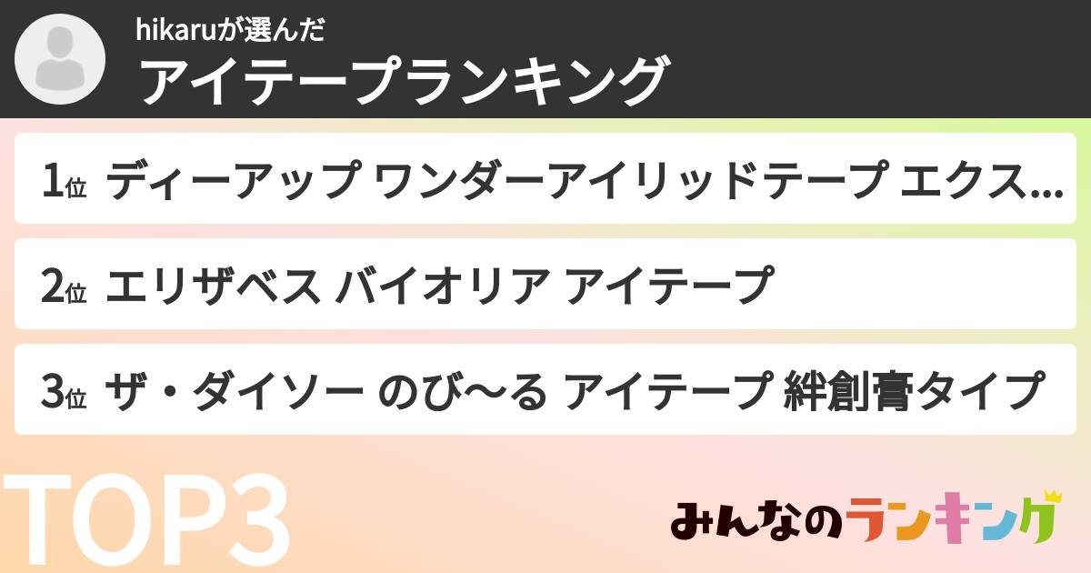 hikaruさんの「アイテープランキング」