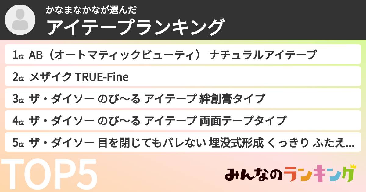 かなまなかなさんの「アイテープランキング」