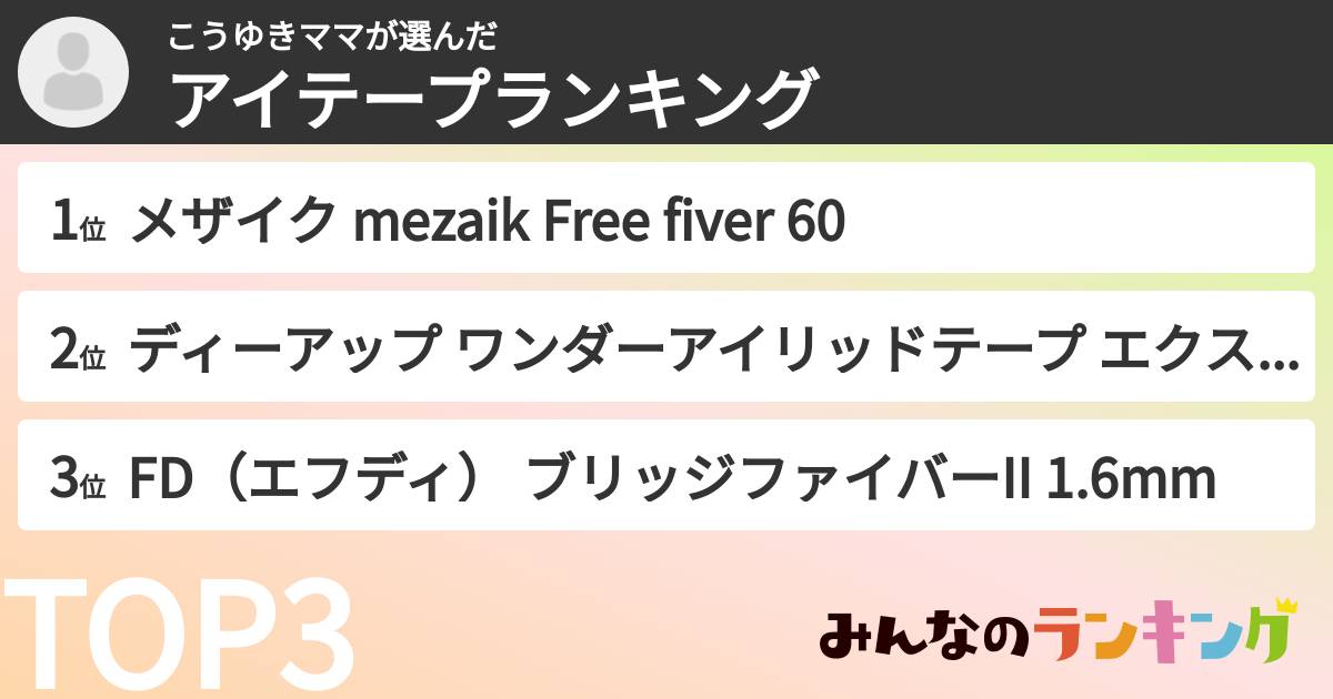 こうゆきママさんの「アイテープランキング」