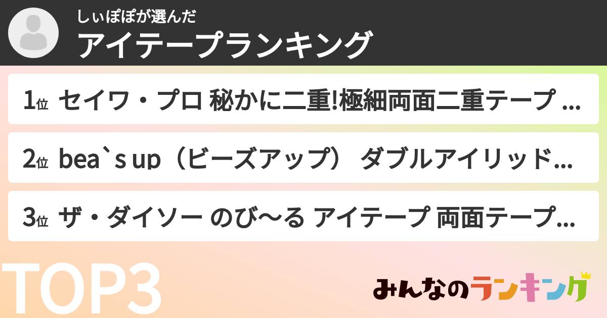 しぃぽぽさんの「アイテープランキング」