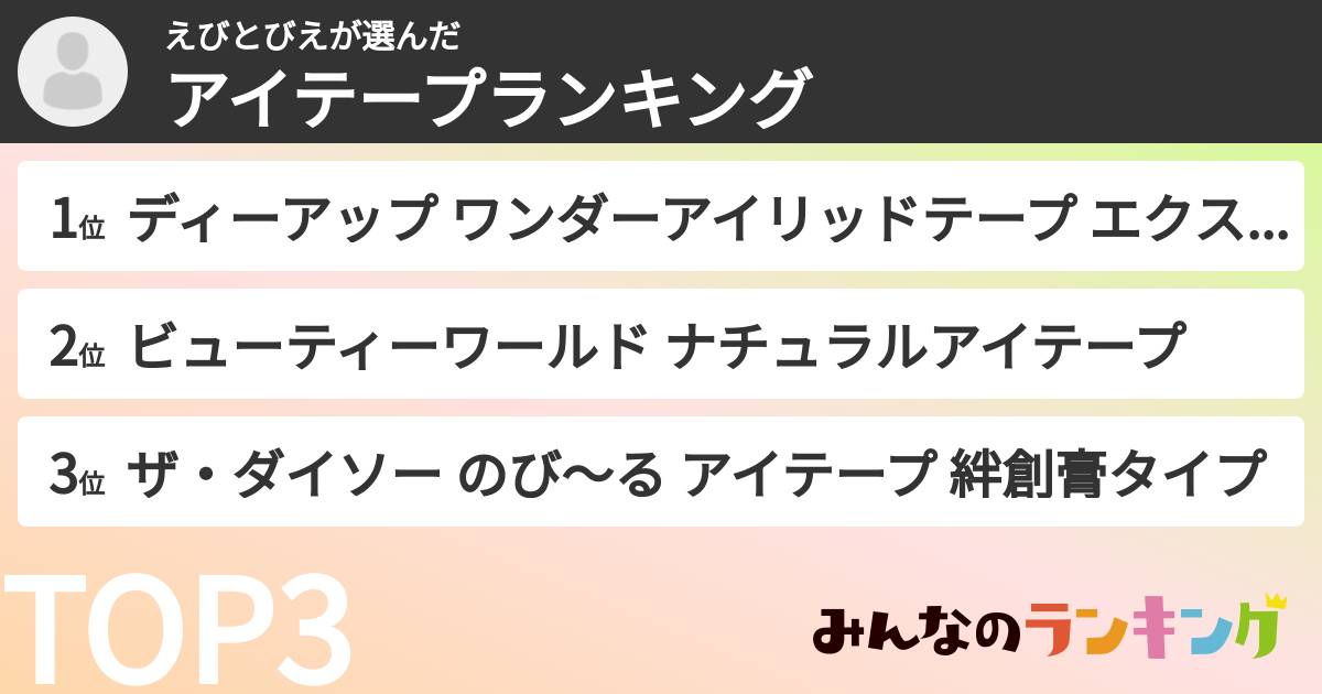えびとびえさんの「アイテープランキング」
