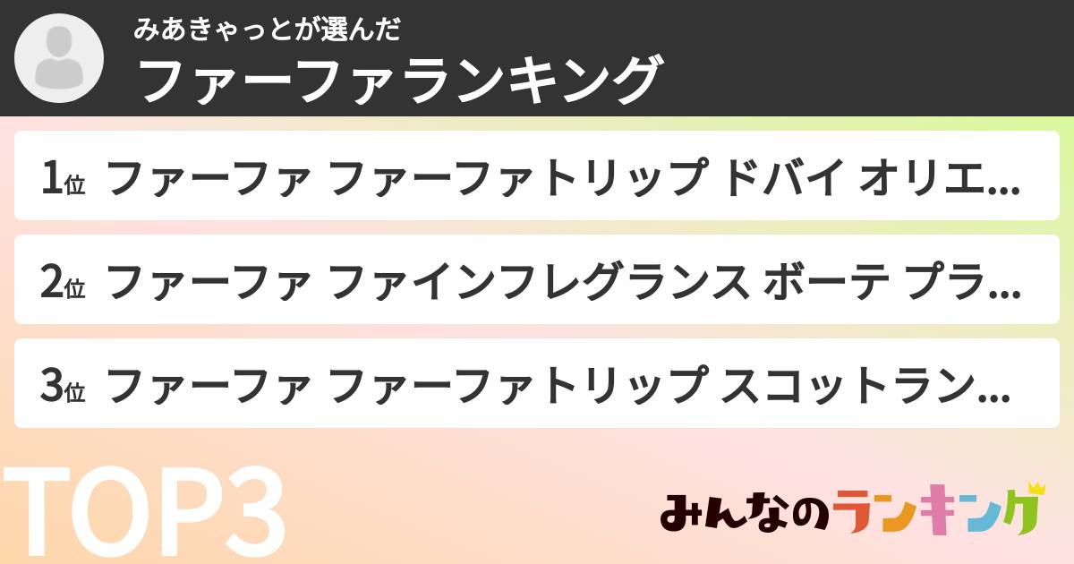 みあきゃっとさんの「ファーファランキング」
