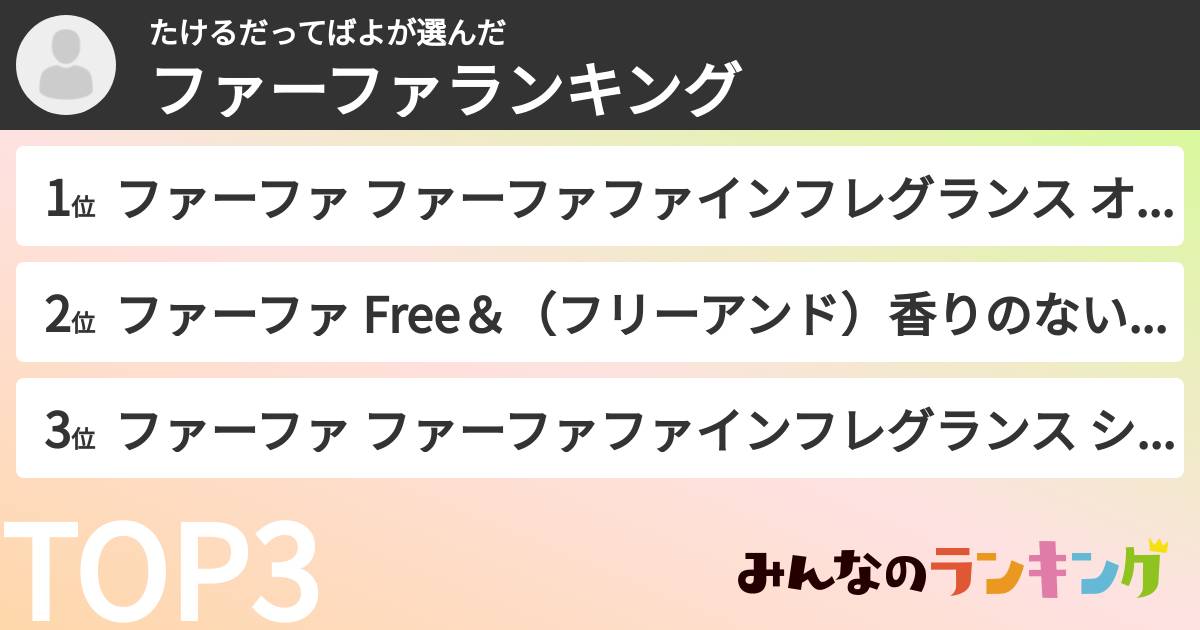 たけるだってばよさんの「ファーファランキング」