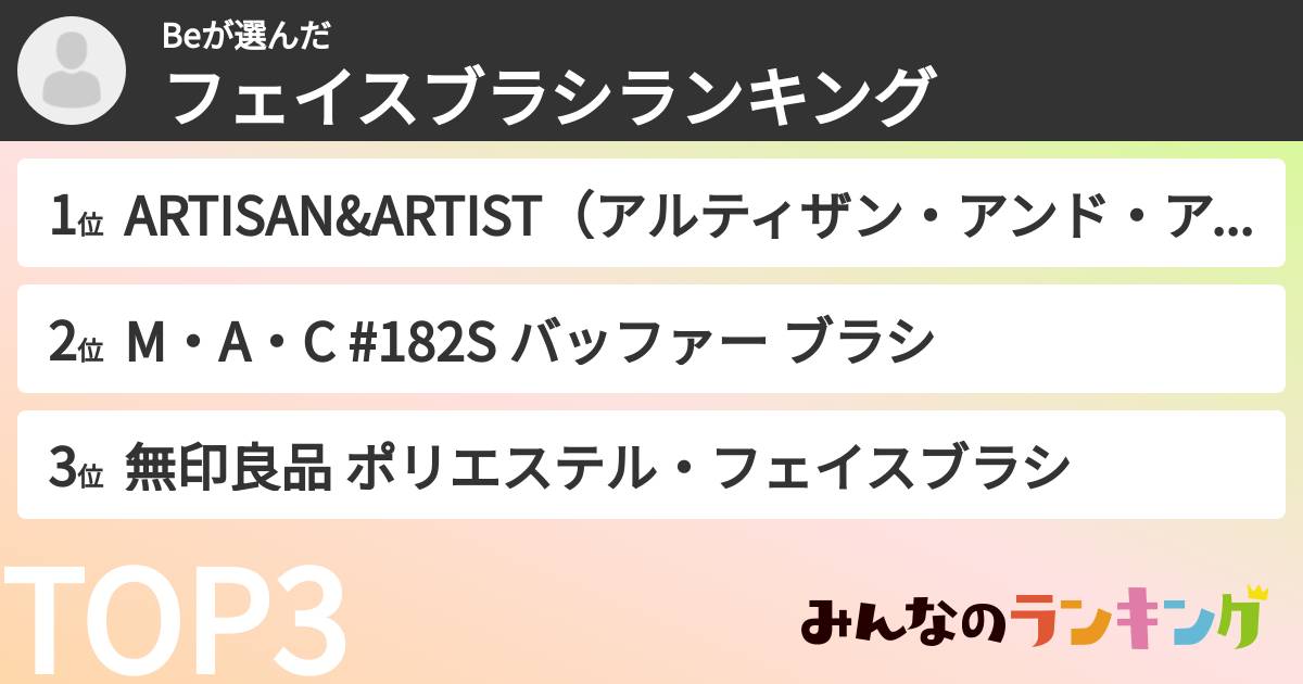 Beさんの「フェイスブラシランキング」