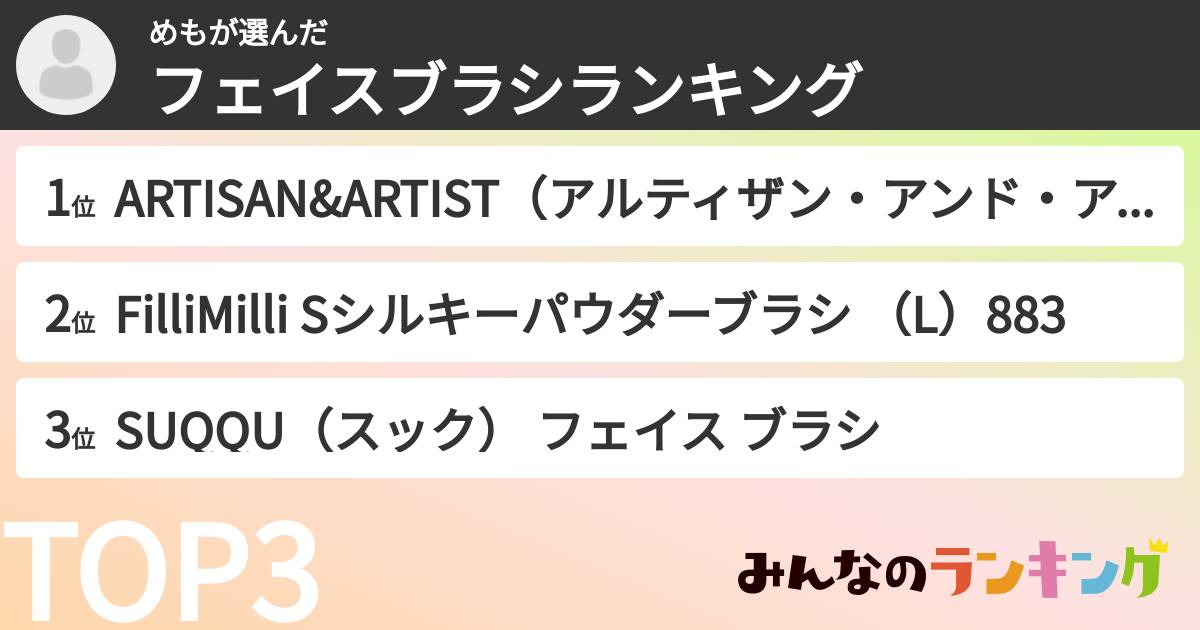 めもさんの「フェイスブラシランキング」