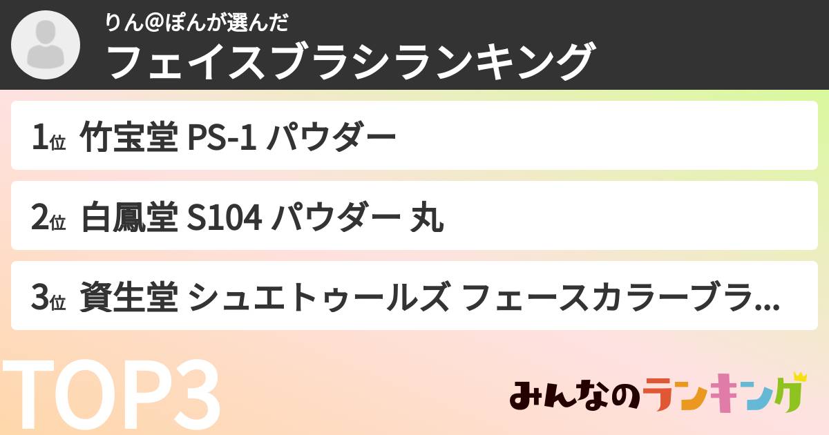 りん＠ぽんさんの「フェイスブラシランキング」
