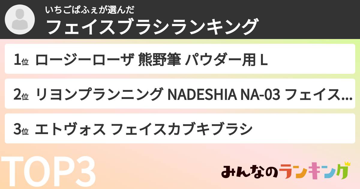 いちごぱふぇさんの「フェイスブラシランキング」
