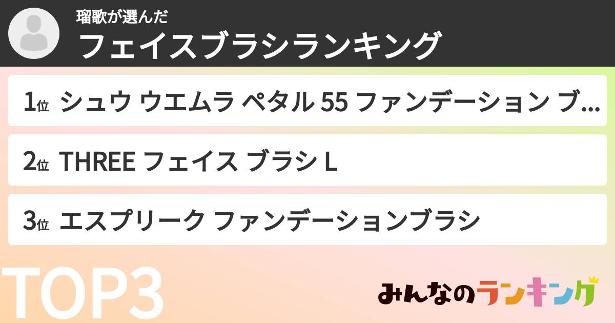 瑠歌さんの「フェイスブラシランキング」