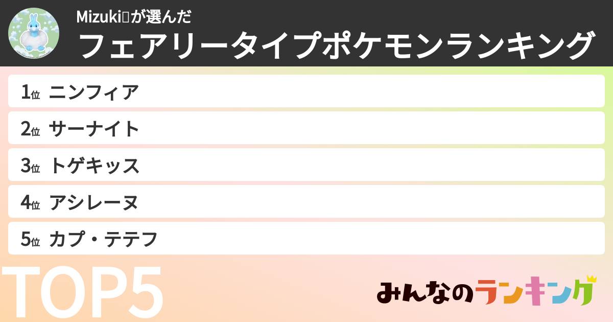 Mizuki💕さんの「フェアリータイプポケモンランキング」