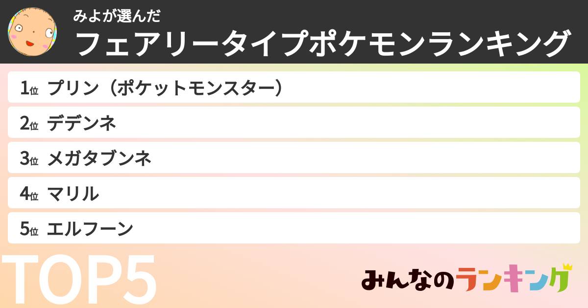 みよさんの「フェアリータイプポケモンランキング」