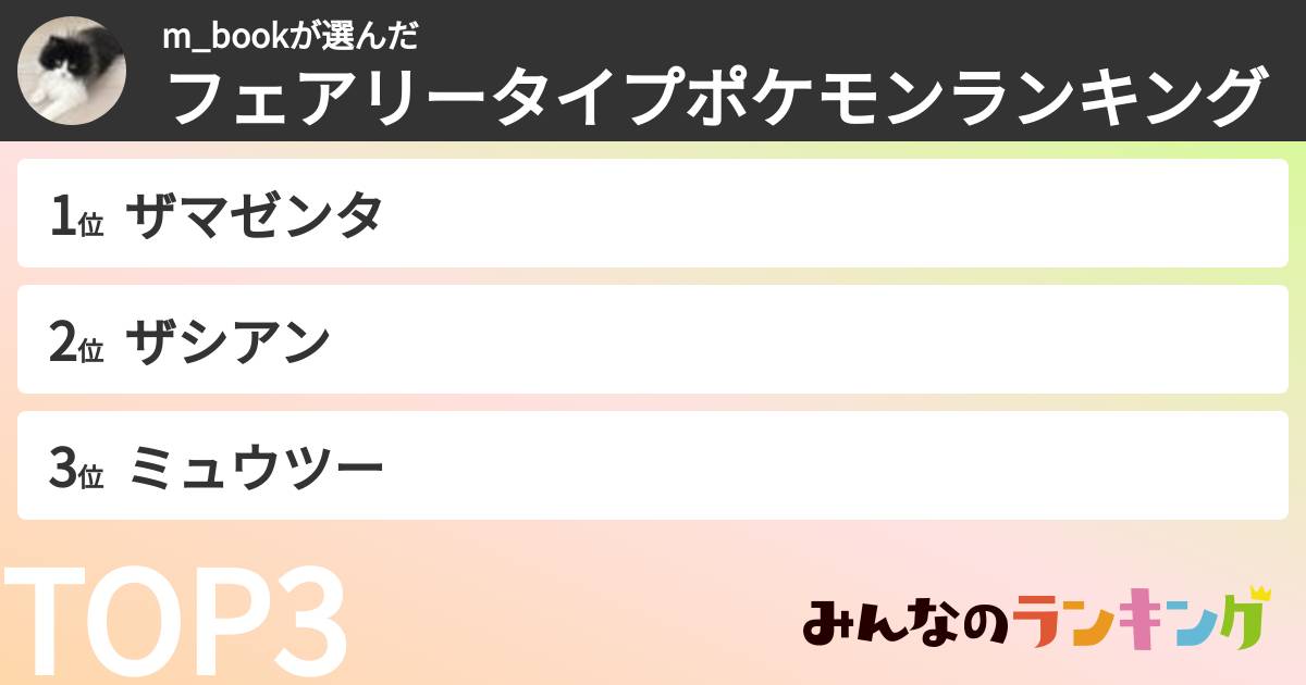 m_bookさんの「フェアリータイプポケモンランキング」
