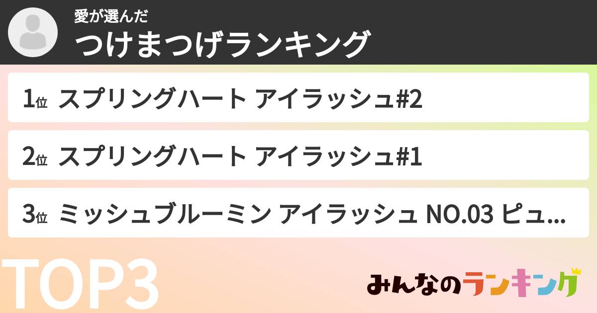 愛さんの「つけまつげランキング」