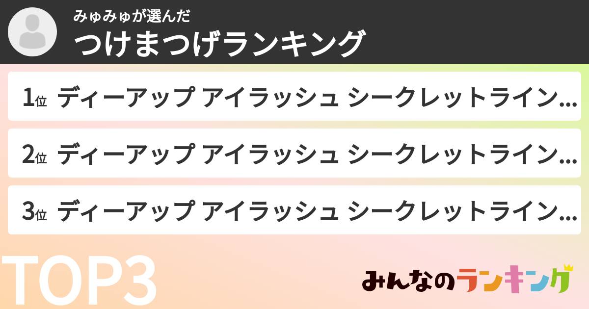 みゅみゅさんの「つけまつげランキング」